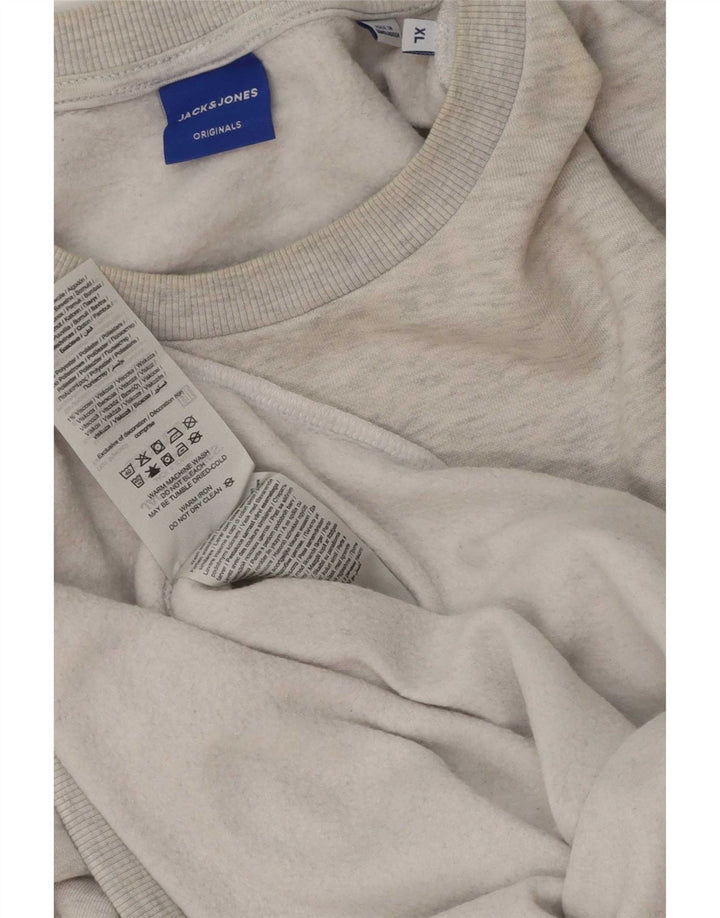 Męska bluza z grafiką Jack & Jones XL, szara, nakrapiana bawełna