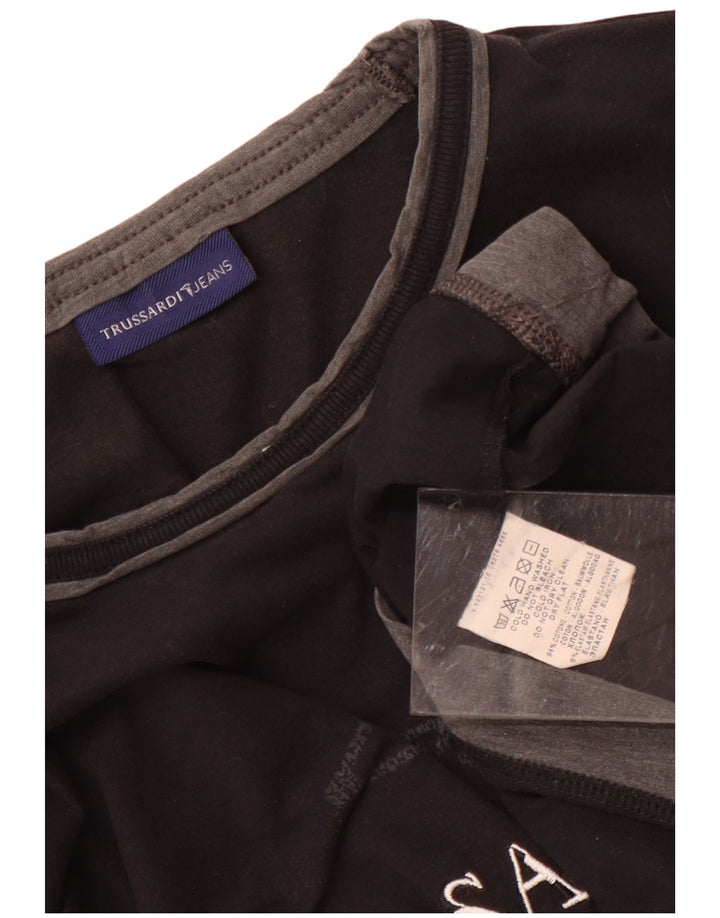 Damski top graficzny TRUSSARDI JEANS z długim rękawem, UK 12, średni czarny