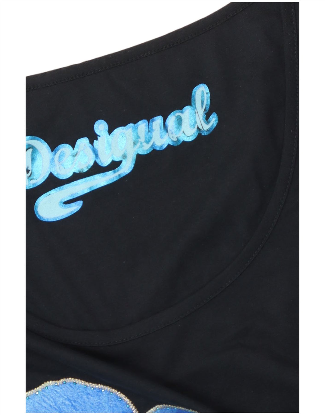 Desigual damska graficzna asymetryczna sukienka-tunika UK 14, średnia czarna w kwiaty