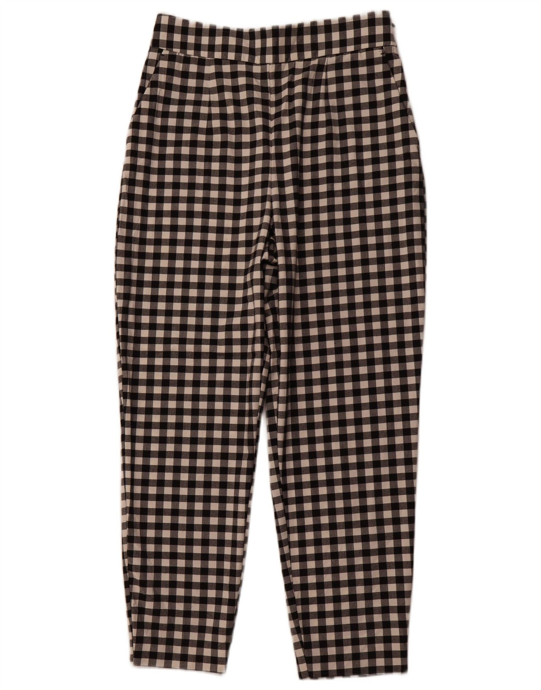 Damskie zwężane spodnie chino ZARA, średnie W28 L26, czarny poliester w kratkę