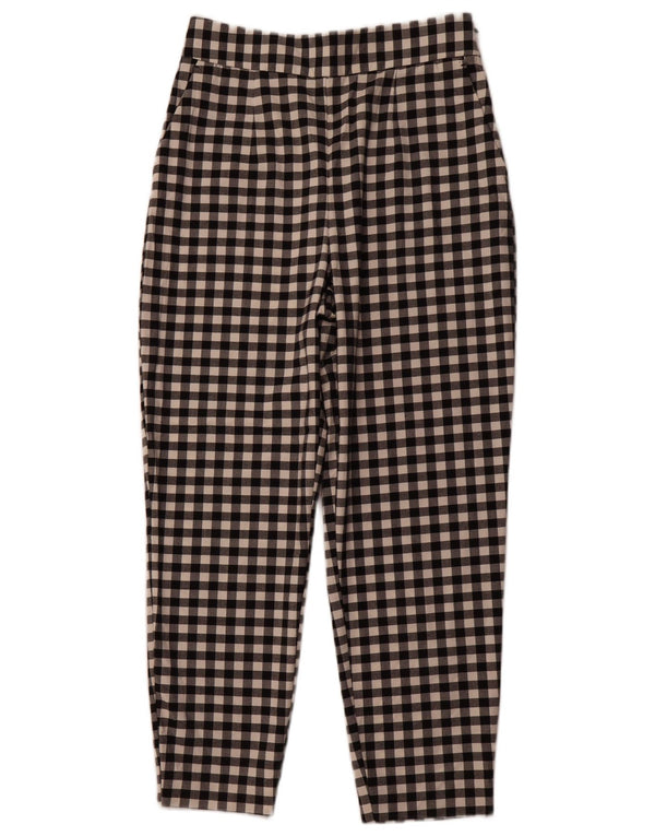 Damskie zwężane spodnie chino ZARA, średnie W28 L26, czarny poliester w kratkę