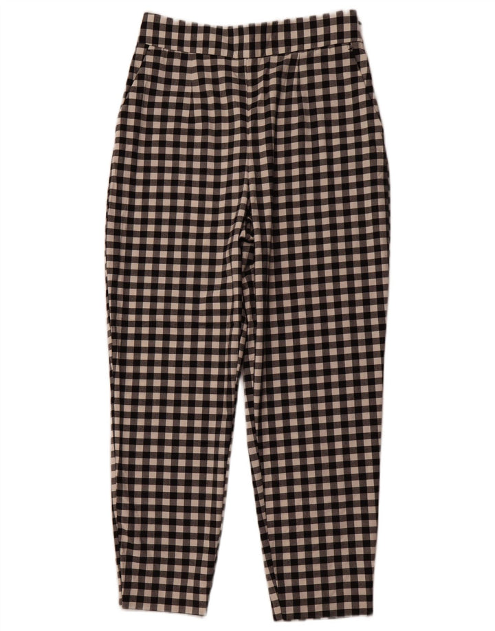 Damskie zwężane spodnie chino ZARA, średnie W28 L26, czarny poliester w kratkę