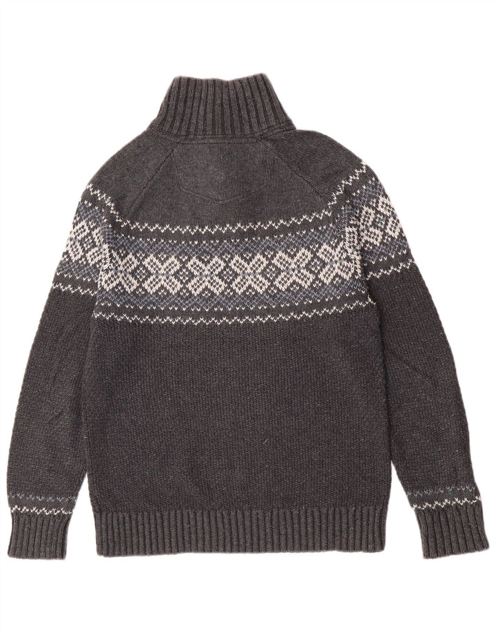 Męski sweter zapinany na guziki Fat Face Średni szary Fair Isle Classic