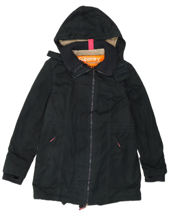 Kurtka damska Superdry Parka wiatrowa UK 16, duża, czarna, poliester