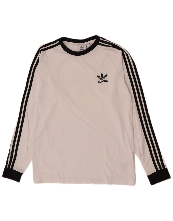 Adidas Męskie Regularne Topy Z Długim Rękawem Średniej Białej Bawełny
