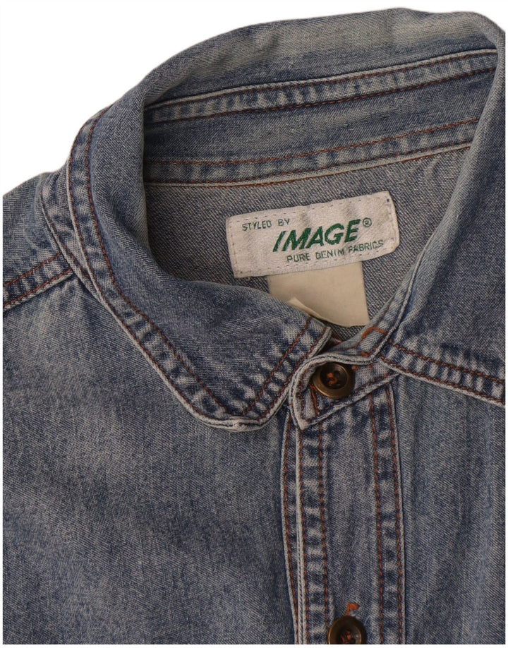 Vintage męska koszula dżinsowa, duża niebieska