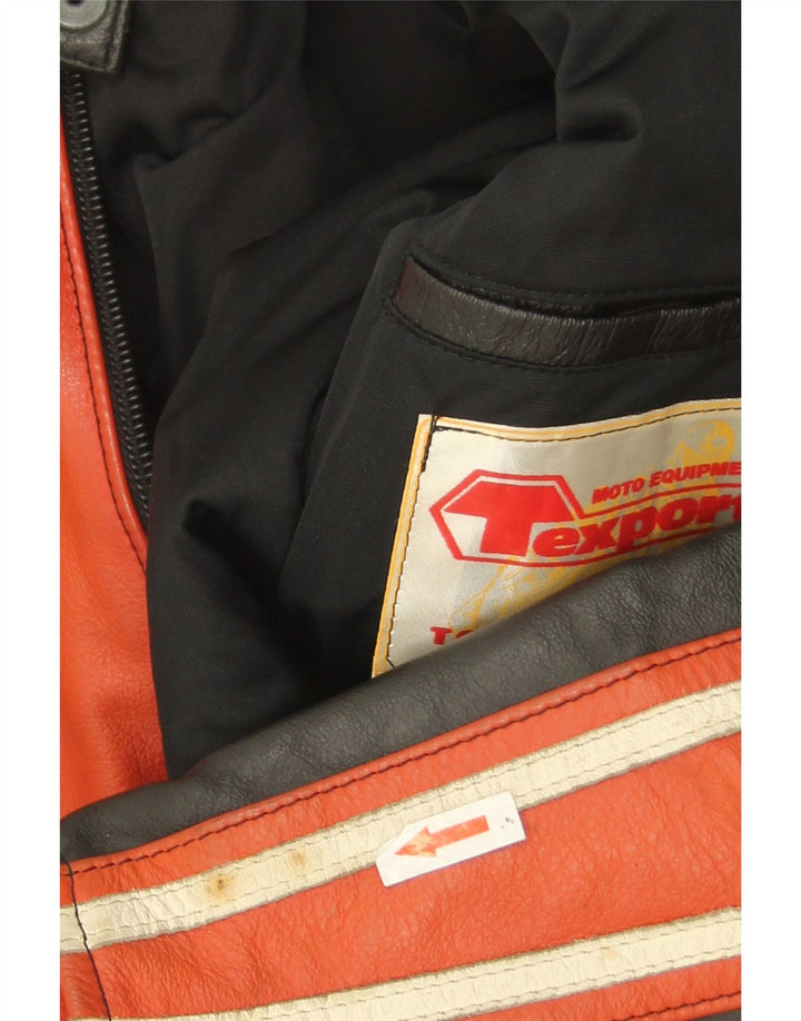 Damska skórzana kurtka racer w stylu vintage IT 52 2XL w kolorze czerwonym