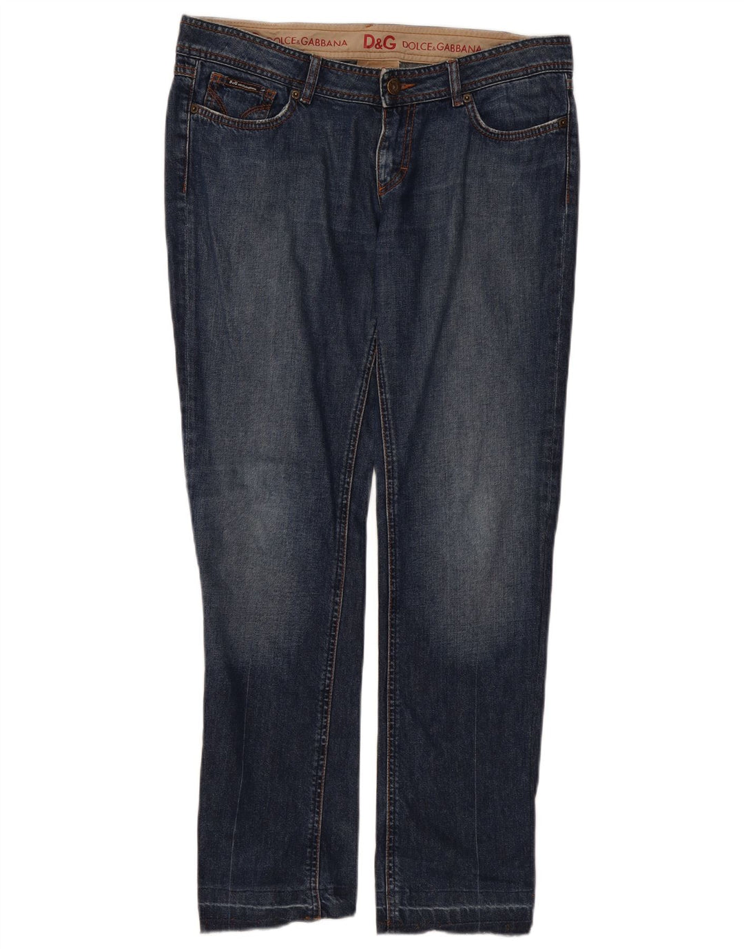 DOLCE & GABBANA Damskie, obcisłe jeansy Bootcut z niską talią W34 L30 Niebieskie