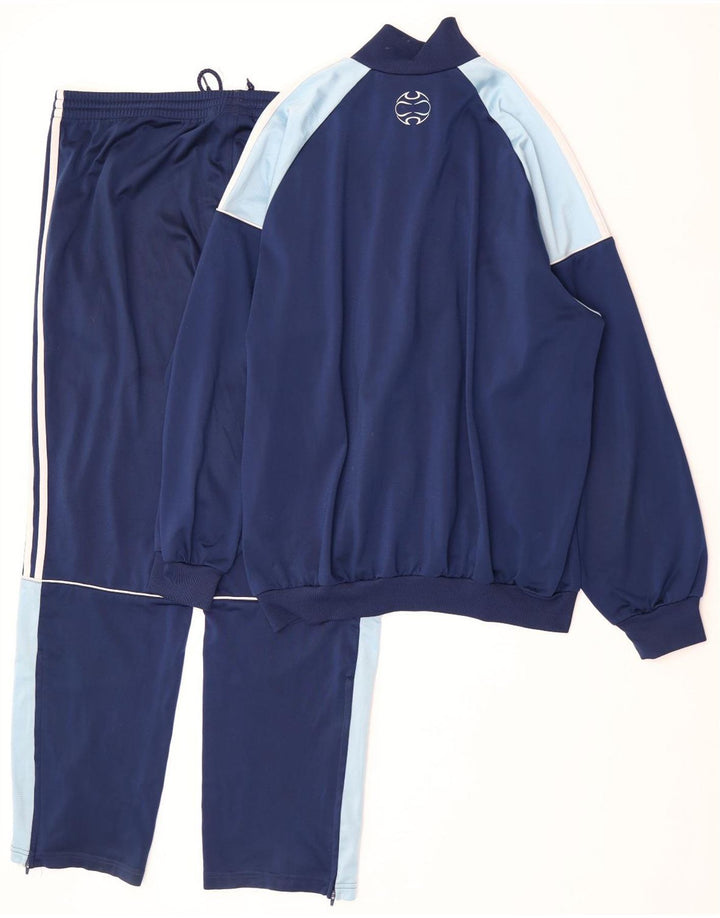 Adidas Męski pełny dres UK 42/44 Duży granatowy poliester z blokami kolorów