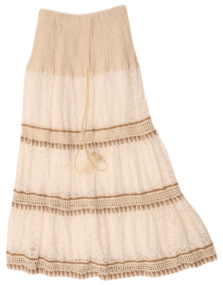 Vintage damska wielowarstwowa spódnica Maxi W26 w małe białe paski