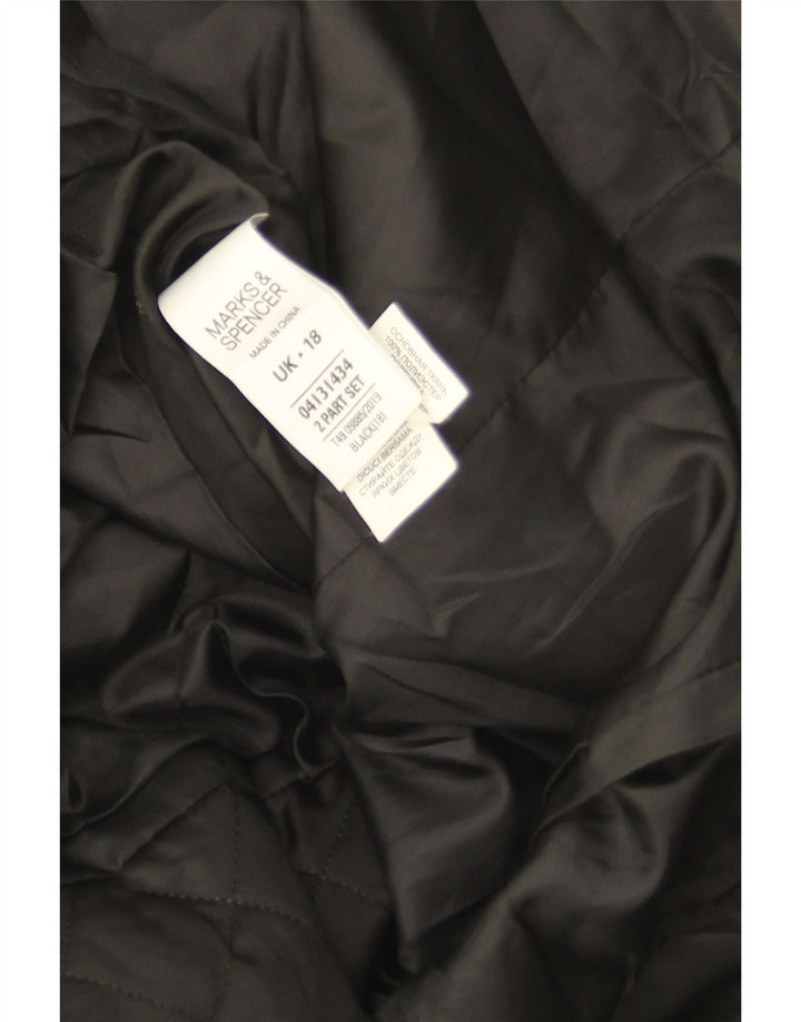 Marks & Spencer Damski pikowany płaszcz UK 18 XL, czarny poliester