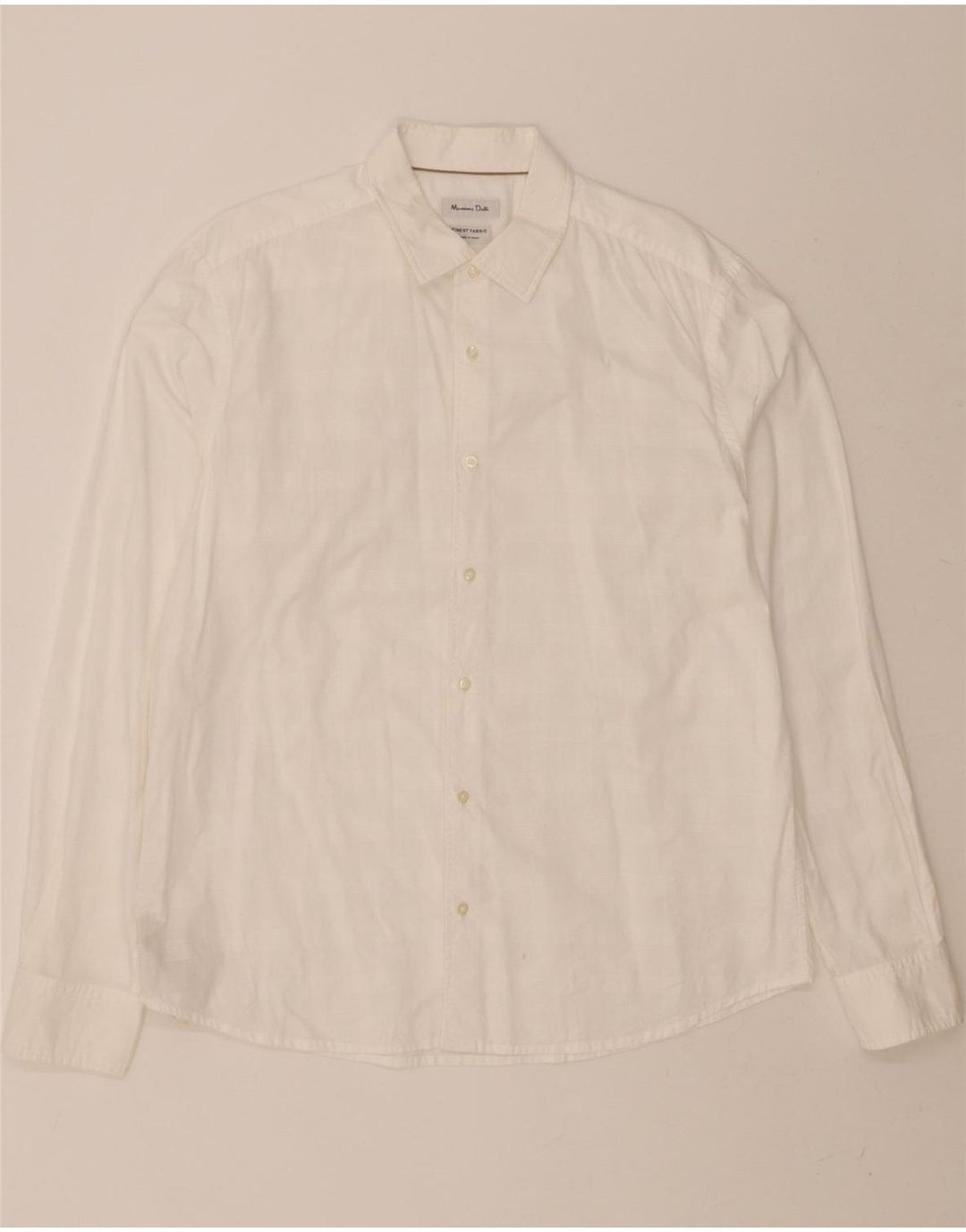 MASSIMO DUTTI Mens Shirt XL White Check Cotton Vintage Massimo Dutti and Second-Hand Massimo Dutti from Messina Hembry 