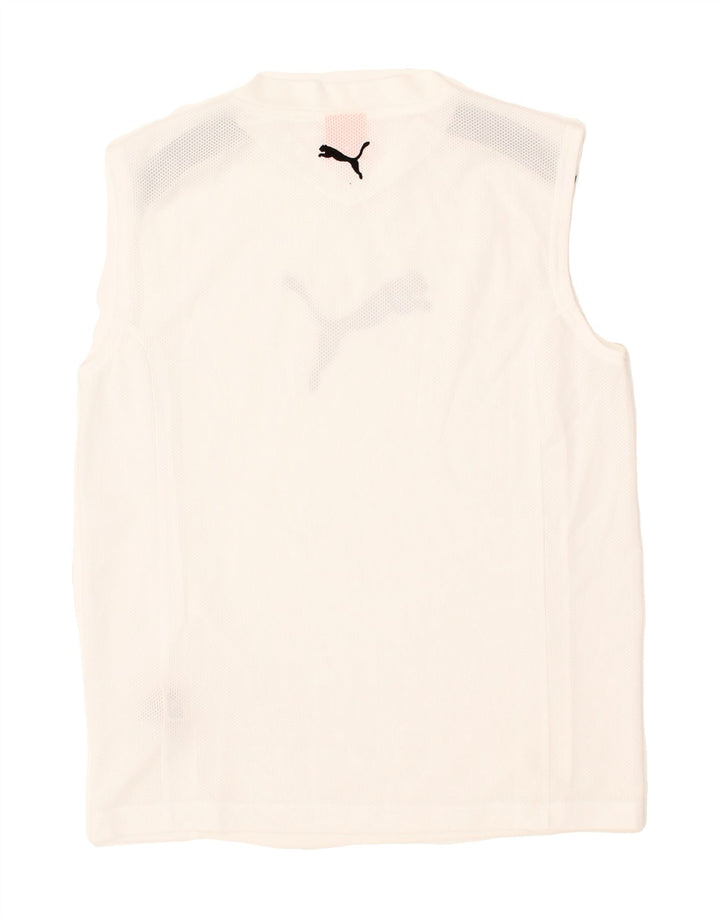 PUMA Womens Graphic Vest Top UK 14 Medium White Polyester Vintage Puma and Second-Hand Puma from Messina Hembry 