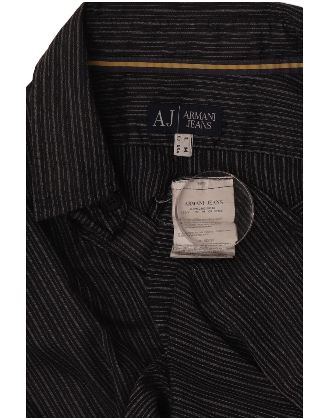 Koszula męska Armani Jeans, bawełniana w średnie szare paski