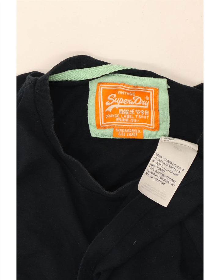 Męski T-shirt Superdry, duży, granatowy, bawełniany