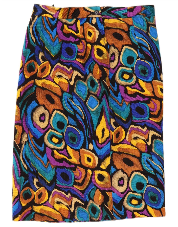 Vintage damska prosta spódnica W32 duża wielobarwna Ikat
