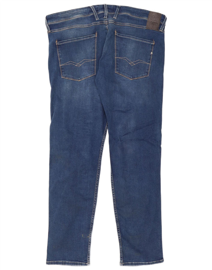 Męskie jeansy slim fit Replay W38 L32 Niebieskie bawełniane