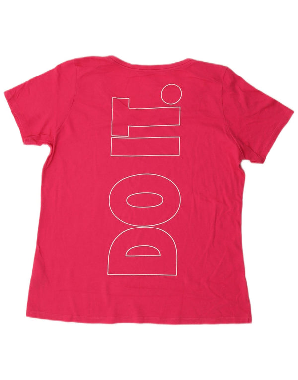 Damska koszulka z krótkim rękawem Nike Dri Fit z grafiką Top UK 18 XL Różowa bawełna