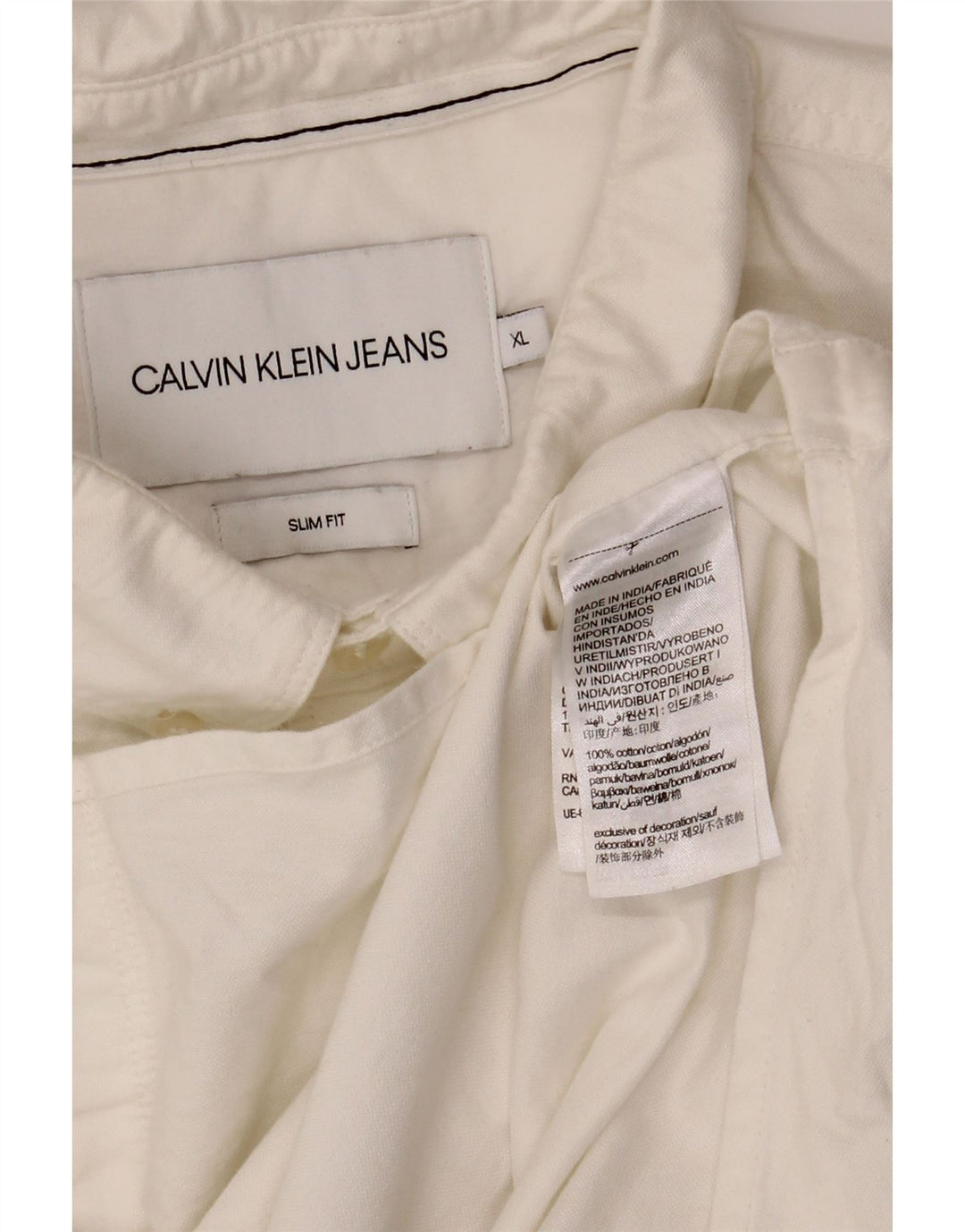 CALVIN KLEIN JEANS Męska koszula slim fit XL, biała, bawełniana