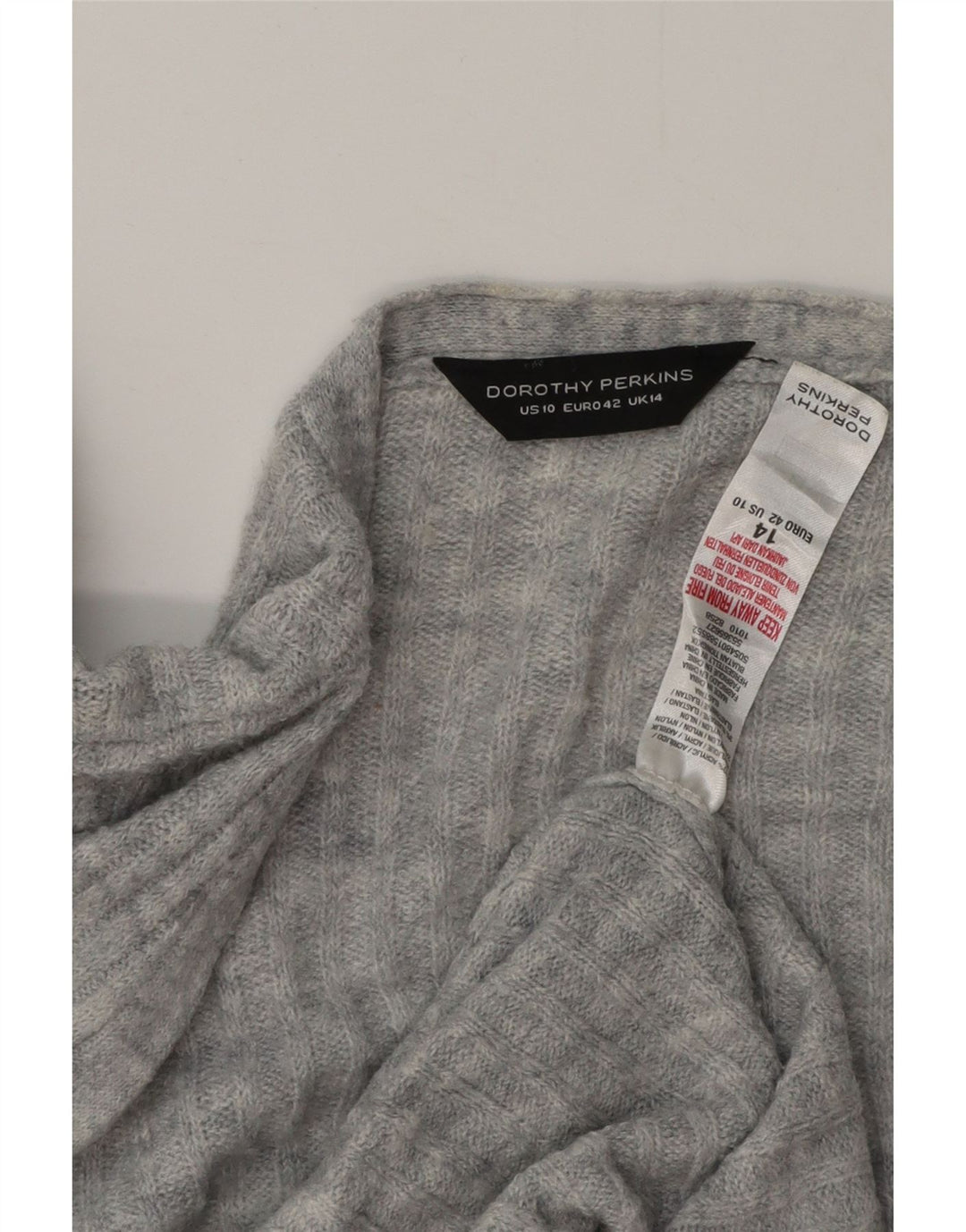 DOROTHY PERKINS Damski sweter o przedłużonym fasonie, UK 14, duży, szary