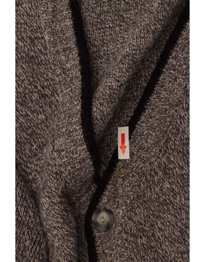 Vintage męski sweter rozpinany, duży, szary, nakrapiany wełniany