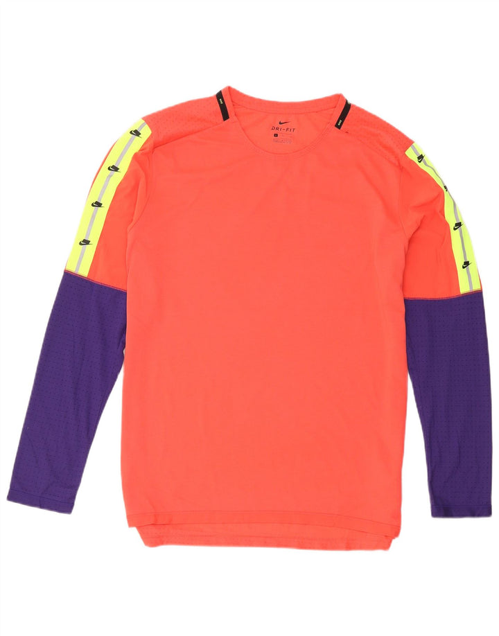 Męska koszulka Nike Dri Fit z grafiką z długim rękawem, dużym pomarańczowym blokiem kolorów