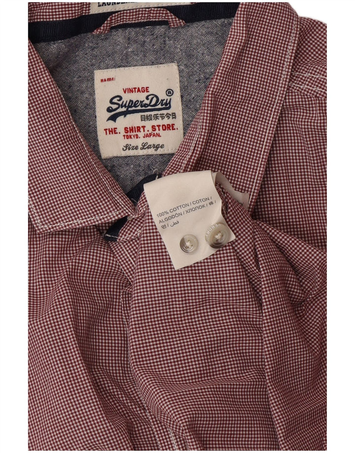 SUPERDRY Koszula męska, duża, bawełniana w czerwoną kratkę