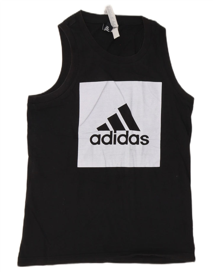 Adidas Męska kamizelka z grafiką, mała, czarna, bawełniana