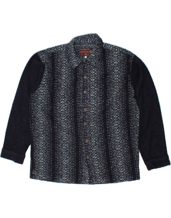 RIFLE Mens Cardigan Sweater Large Navy Blue Striped Acrylic Vintage Rifle and Second-Hand Rifle from Messina Hembry 