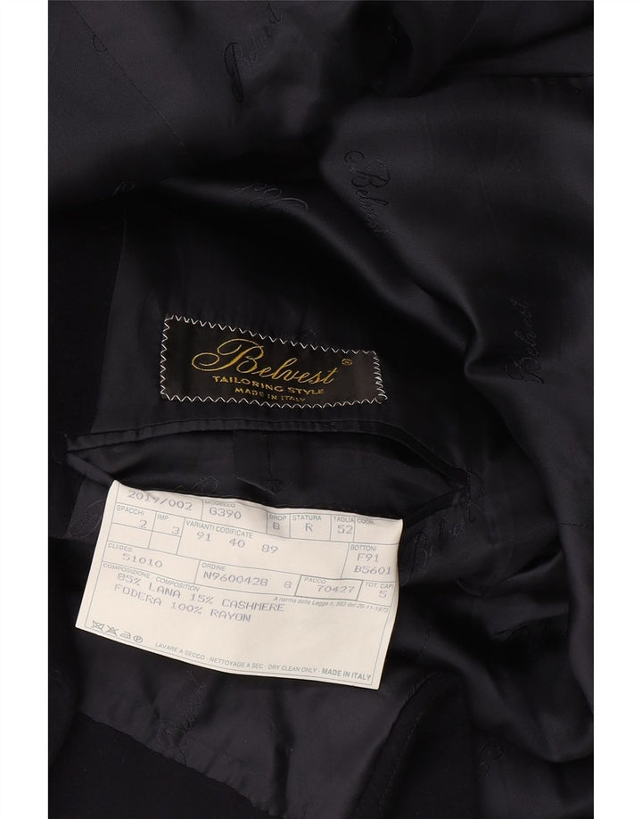 Męska marynarka dwurzędowa BELVEST IT 52 XL Granatowa wełna