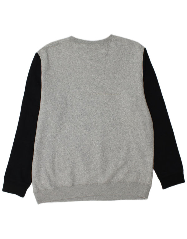 CONVERSE Męska bluza z grafiką, sweter XL, szara, bawełniana w bloki kolorów