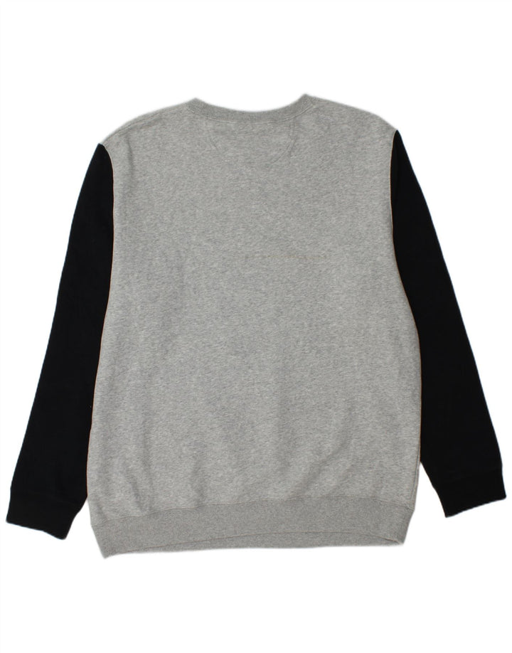 CONVERSE Męska bluza z grafiką, sweter XL, szara, bawełniana w bloki kolorów