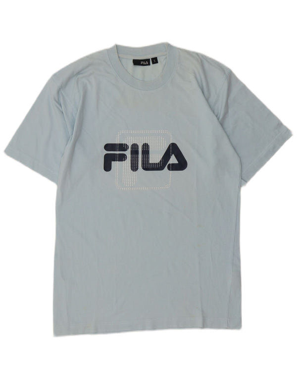Męski T-shirt z grafiką Fila, mały, niebieski, bawełniany
