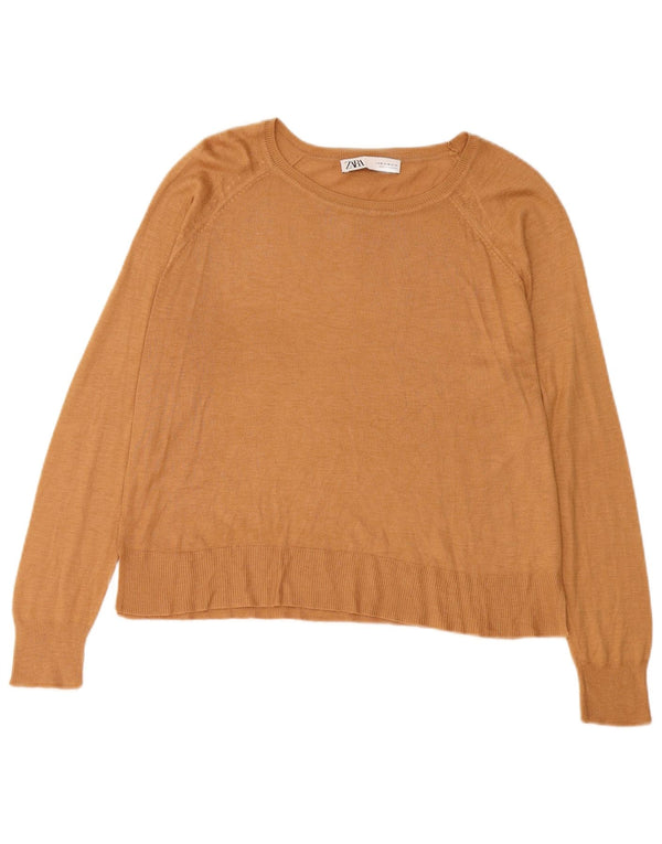 Sweter damski Zara z dekoltem w łódkę UK 14 średni beż