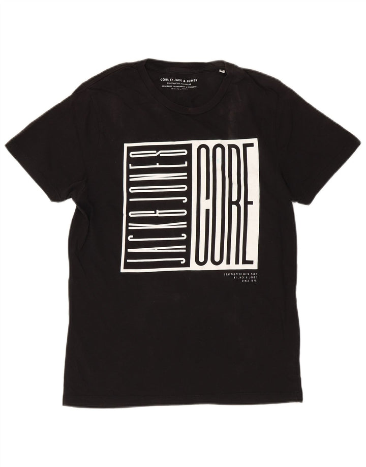 Męski T-shirt z grafiką Jack & Jones, średni czarny, bawełniany