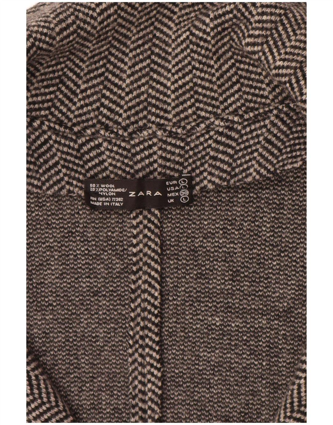 Damska dzianinowa marynarka ZARA UK 14, duża, szara, w jodełkę