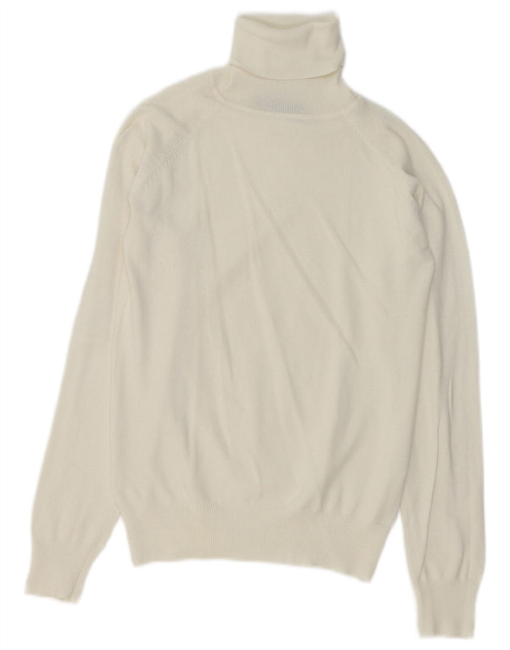 Sweter damski Zara z golfem UK 10, mały, biały, bawełniany
