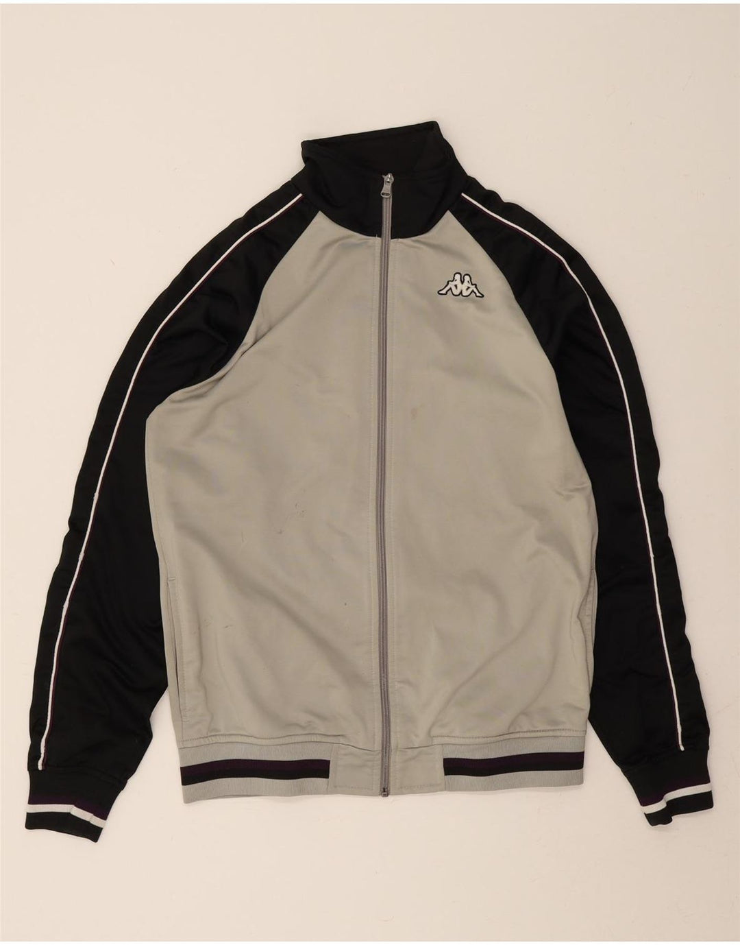 Męska kurtka dresowa KAPPA, duży, szary poliester z blokami kolorów