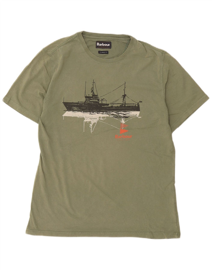 Męski T-shirt z grafiką Barbour o dopasowanym kroju, średni khaki