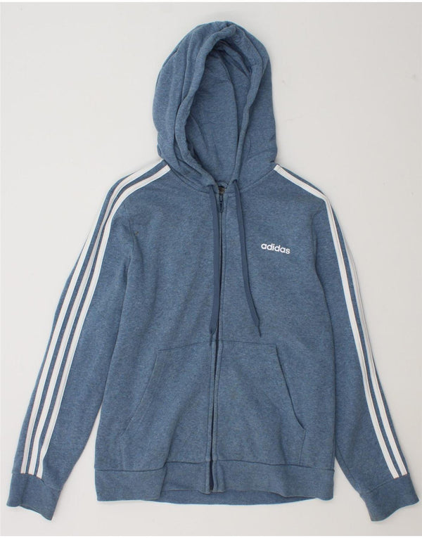 Damski sweter z kapturem i zamkiem błyskawicznym Adidas UK 16/18, duży, niebieski, nakrapiany, bawełniany
