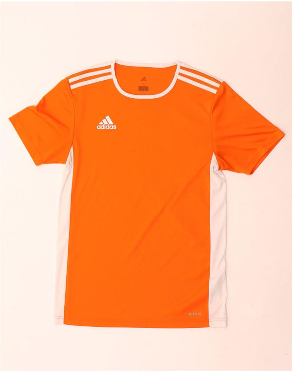 Adidas Mens Climalite T-Shirt Top Small Orange Colourblock Polyester