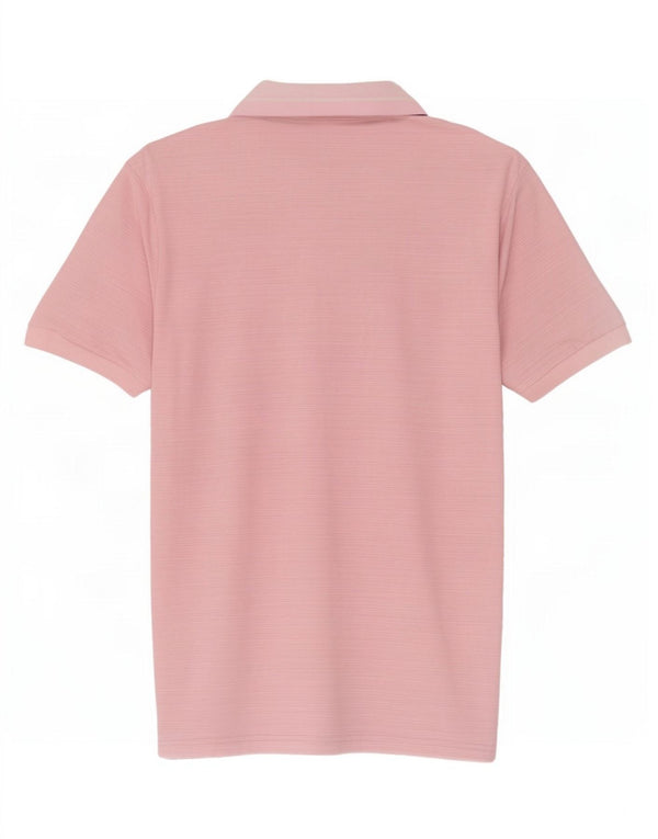 Męska koszulka polo Calvin Klein, poliester w średnie różowe prążki