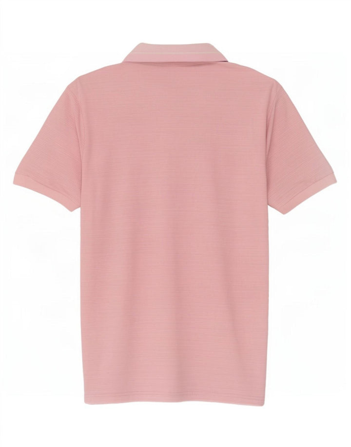 Męska koszulka polo Calvin Klein, poliester w średnie różowe prążki