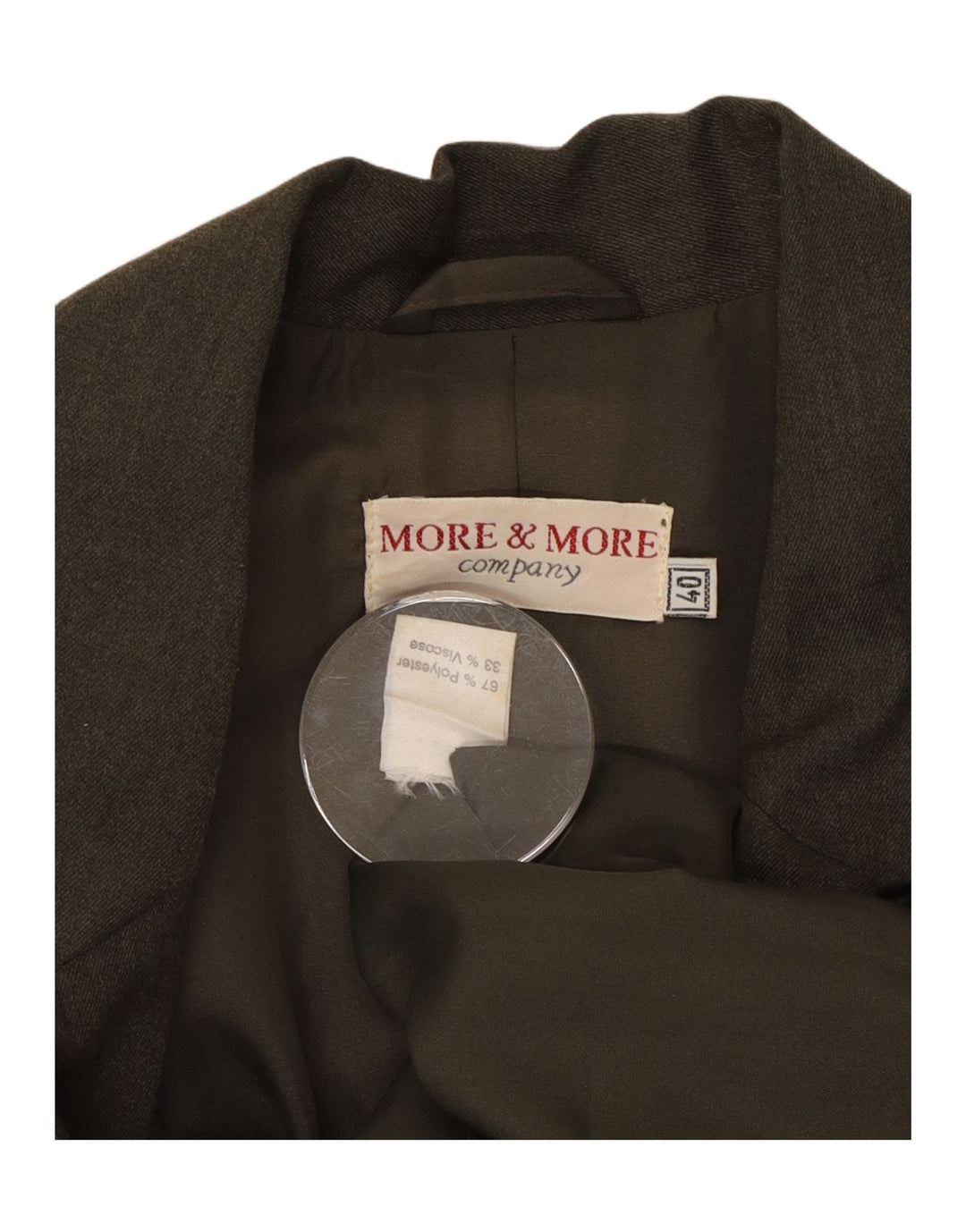 WIĘCEJ Damska marynarka zapinana na 4 guziki, EU 40, średni poliester khaki