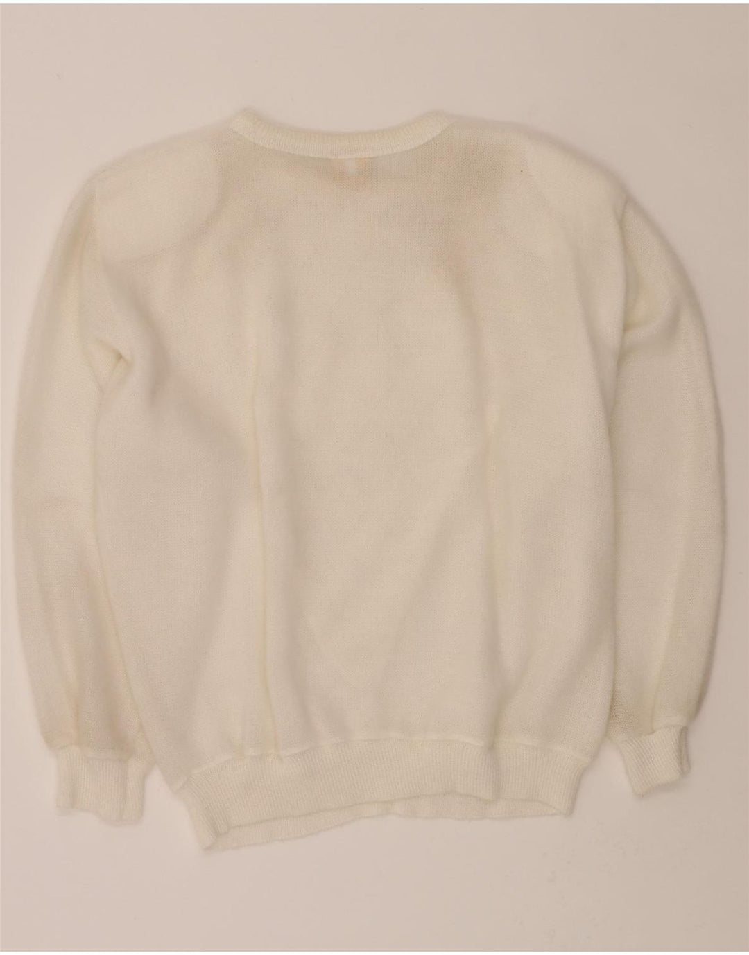 VINTAGE Womens Crew Neck Jumper Sweater IT 44 Medium White Acrylic Vintage Vintage and Second-Hand Vintage from Messina Hembry 