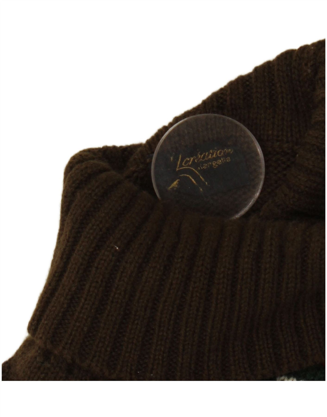 Męski sweter z wywijanym dekoltem w stylu VINTAGE, mały khaki Fair Isle