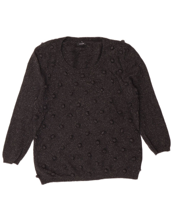 Sweter damski Hobbs z dekoltem w łódkę UK 14 Średni czarny wełniany klasyczny