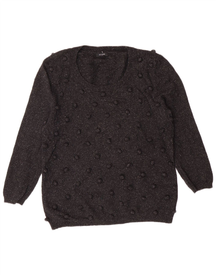 Sweter damski Hobbs z dekoltem w łódkę UK 14 Średni czarny wełniany klasyczny