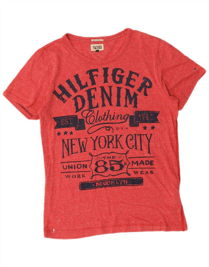 Męska koszulka z grafiką Tommy Hilfiger, bawełniana, w kolorze średniej czerwieni