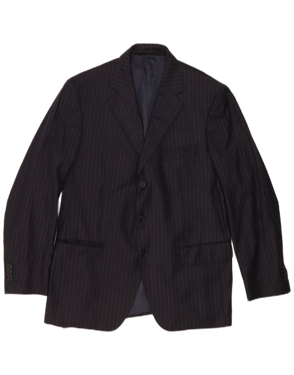 Loro Piana Męska marynarka zapinana na 3 guziki IT 54 2XL Granatowa, wełniana w prążki